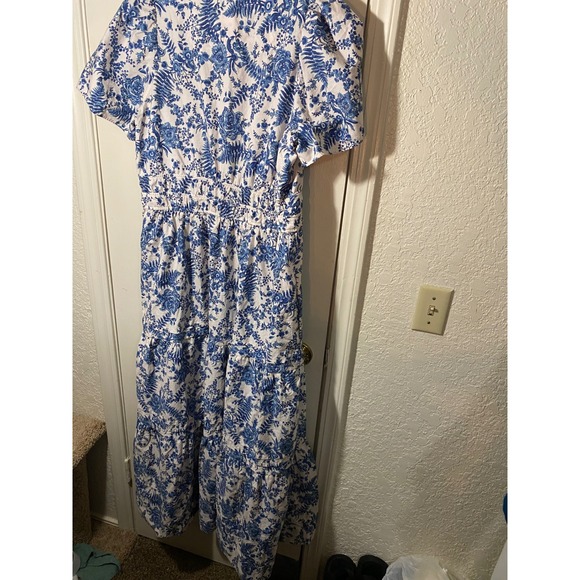Maeve Anthropologie Somerset Maxi Blue White Floral French Country Club Dress - Picture 8 of 8